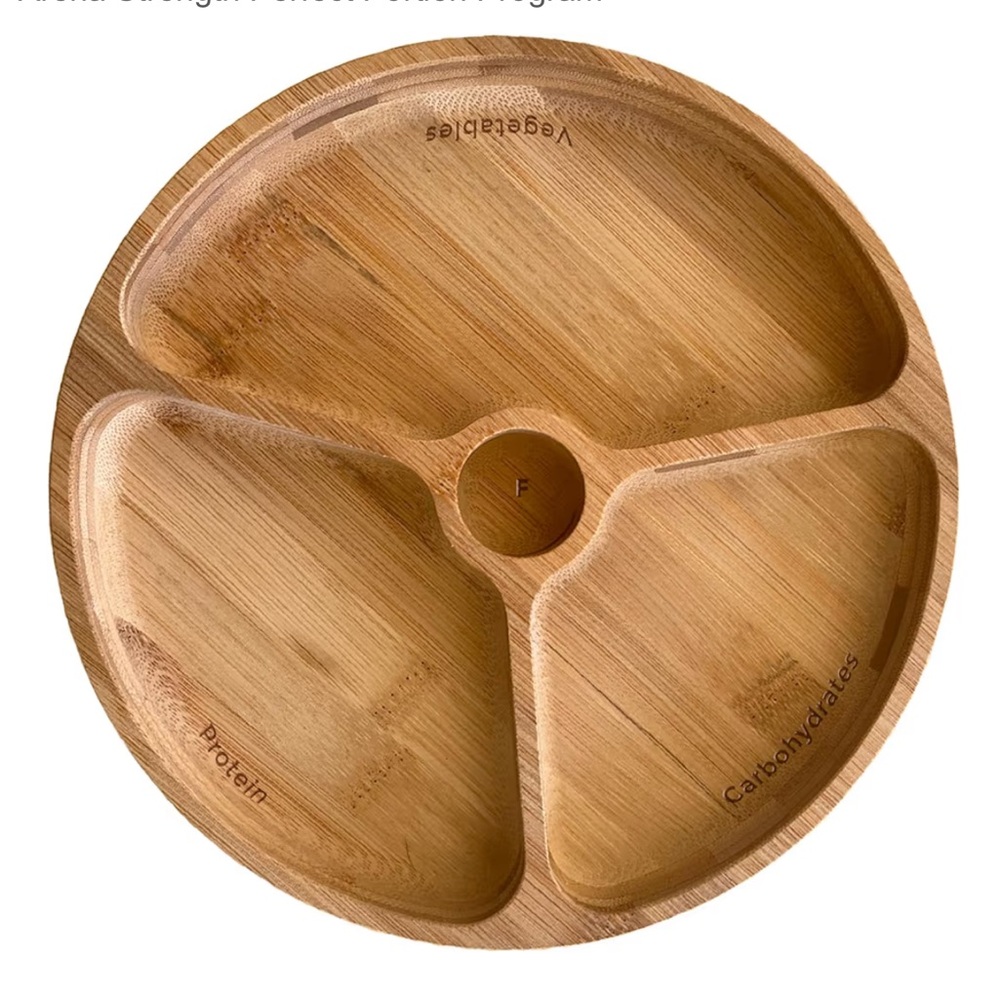 2 Bamboo Divided Plate Arena Strength Perfect Portion Plate Round 2 plates